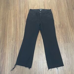 KUT from the Kluth Kelsey Mid Rise Ankle Flare Black Frayed Hem Jeans size 10